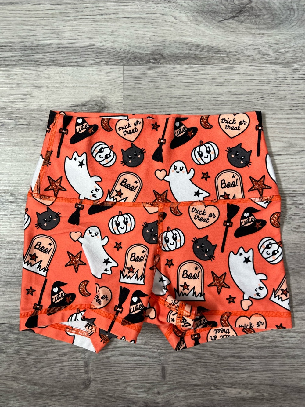 ROKTHEBOX Halloween Ghost Pumpkin Witch Workout Shorts S
